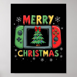 Poster Joyeux Noël Hommes Garçons Enfants Jeu Joueur Noël