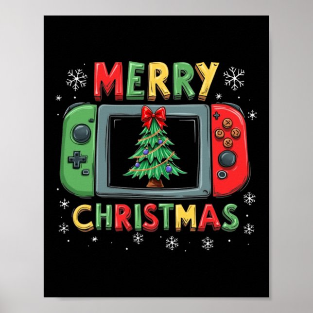 Poster Joyeux Noël Hommes Garçons Enfants Jeu Joueur Noël (Devant)