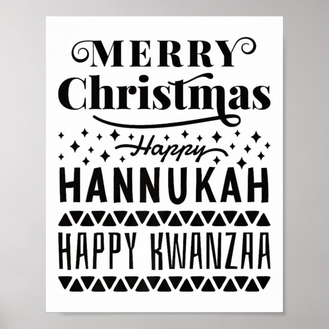 Poster Joyeux Noël Joyeux Hanoukka Joyeux Kwanzaa (Devant)