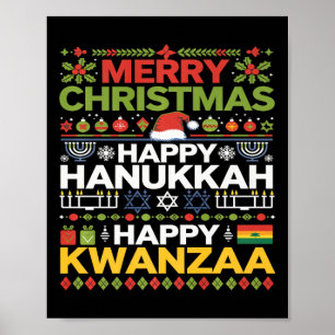 Poster Joyeux Noël Joyeux Hanoukka Joyeux Kwanzaa 12