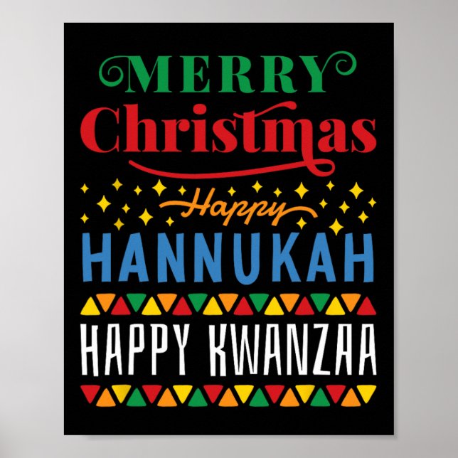 Poster Joyeux Noël Joyeux Hanoukka Joyeux Kwanzaa 14 (Devant)