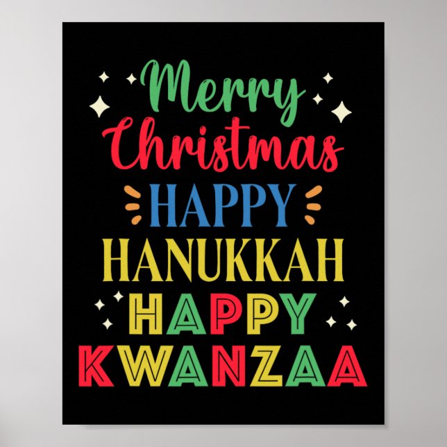 Poster Joyeux Noël Joyeux Hanoukka Joyeux Kwanzaa 15 (Devant)