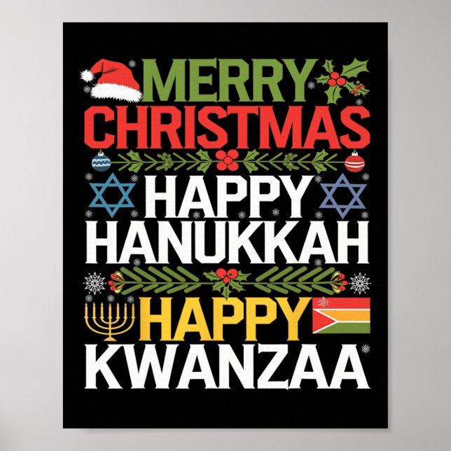 Poster Joyeux Noël Joyeux Hanoukka Joyeux Kwanzaa 18 (Devant)