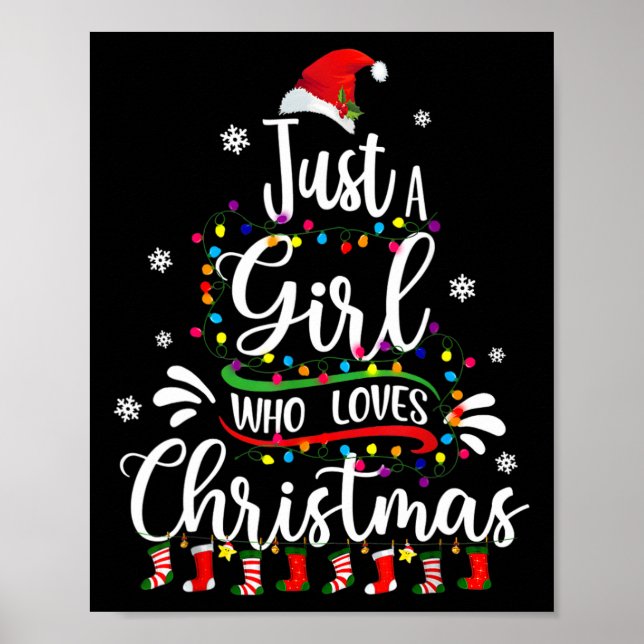 Poster Joyeux Noël Juste Une Fille Qui Aime Noël Tr (Devant)