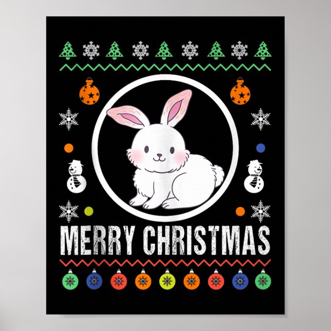 Poster Joyeux Noël Lapin Sweat Ugly Noël Tricoté Tank (Devant)
