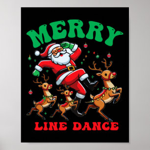 Poster Joyeux Noël Line Dance Line Dancing Père Noël Et