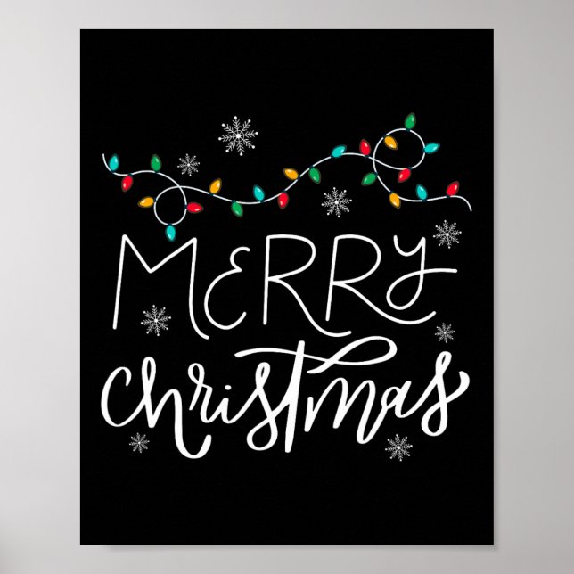 Poster Joyeux Noël Lumières Rouge Noël Chapeau Noël Famil (Devant)