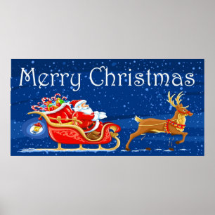 Poster Joyeux Noël Mignon Père Noël Dessin Animé