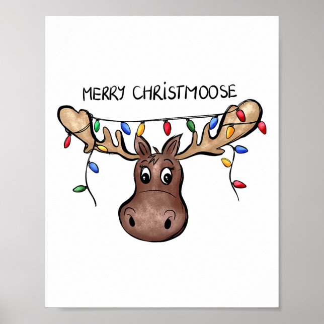 Poster Joyeux Noël Moose Xmas Lover Holiday (Devant)
