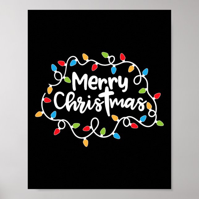 Poster Joyeux Noël Noël Lumières Pyjamas Famille Matchine (Devant)