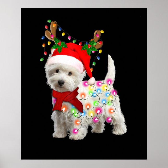 Poster Joyeux Noël Noël Noël Westie Chien Reindeer Cospla (Devant)