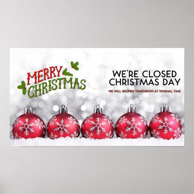 Poster Joyeux Noël NOUS SOMMES fermés (Devant)