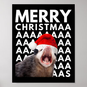 Poster Joyeux Noël Opossum hurlant Amusants Hommes Femmes
