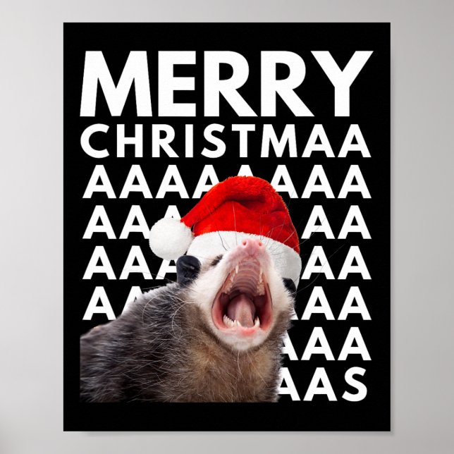 Poster Joyeux Noël Opossum hurlant Amusants Hommes Femmes (Devant)