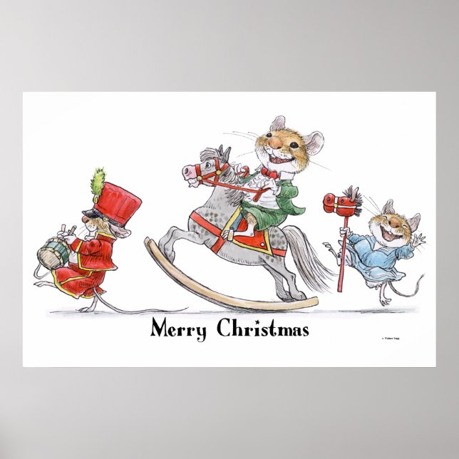 Poster Joyeux Noël Parade de souris Imprimer (Devant)