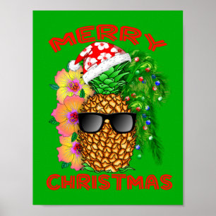 Poster Joyeux Noël Père Noël Ananas