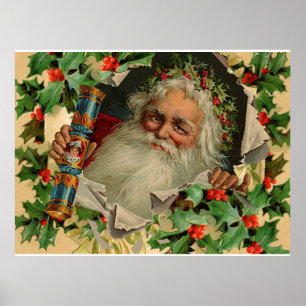 Poster Joyeux Noël Père Noël Antique classique