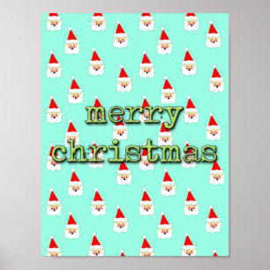 Poster joyeux noël père noël moderne milieu du siècle