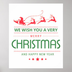 Poster Joyeux Noël Père Noël Reindeer   Vacances