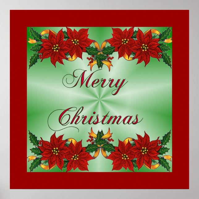 Poster Joyeux Noël Poinsettia (Devant)