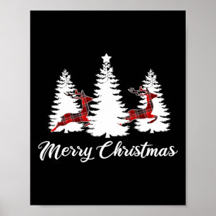 Poster Joyeux Noël pour les femmes Buffalo Plaid Reindeer