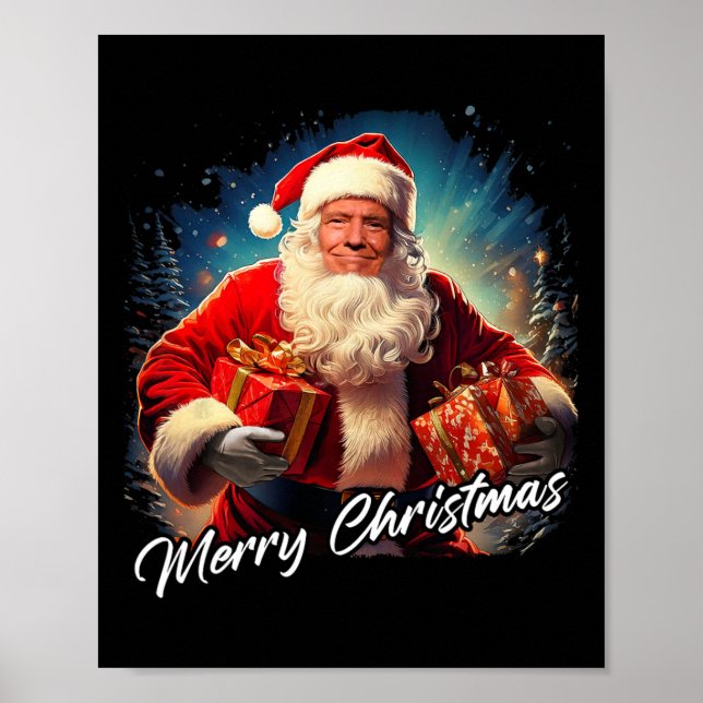 Poster Joyeux Noël - Président Trump Père Noël Funny (Devant)