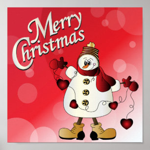 Poster Joyeux Noël Red Snowman