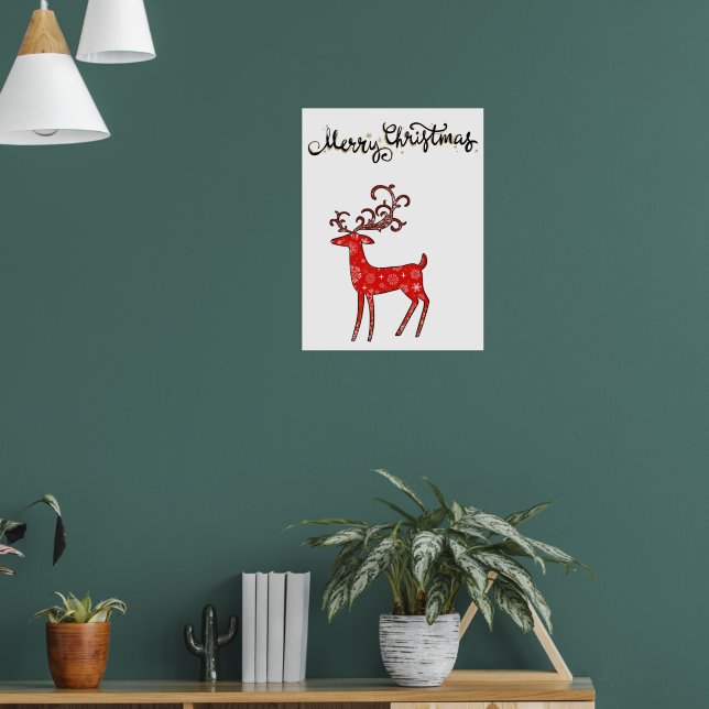 Poster Joyeux Noël Reindeer Vacances T-shirt Sac fourre-t (Salon 1)