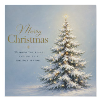 Poster Joyeux Noël Sapin enneigé