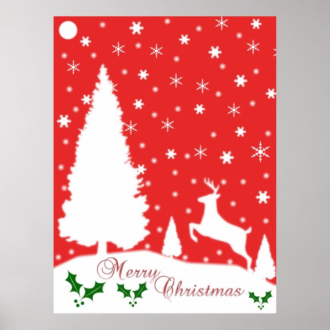 Poster Joyeux Noël Snowflakes hiver (Devant)