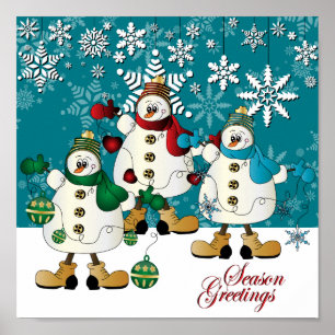Poster Joyeux Noël Snowman Friends