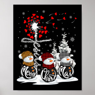 Poster Joyeux Noël Snowman Leopard Buffalo Red Plaid