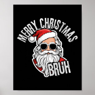 Poster Joyeux Noël super Père Noël Bruh À damiers Retro