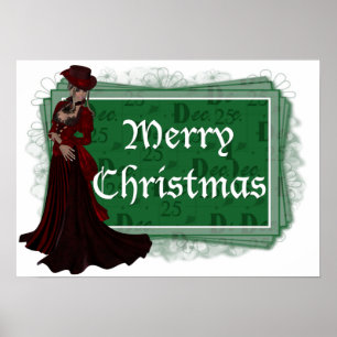 Poster Joyeux Noël Victorian Woman 2 Imprimer