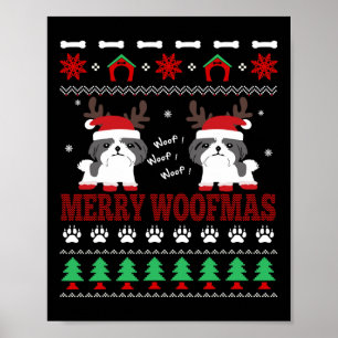 Poster Joyeux Noël Woofmas Shih Tzu Vilain Noël