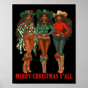 Poster Joyeux Noël Y'all Black Cowgirls African Chris