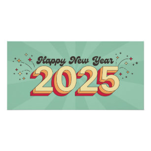 Poster Joyeux nouvel an 2025 3d super texte rétro