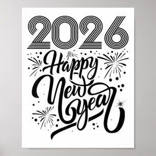 Poster Joyeux Nouvel An 2026 Feu d'artifice