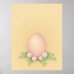 Poster Joyeux Oeuf et Fleurs de Pâques