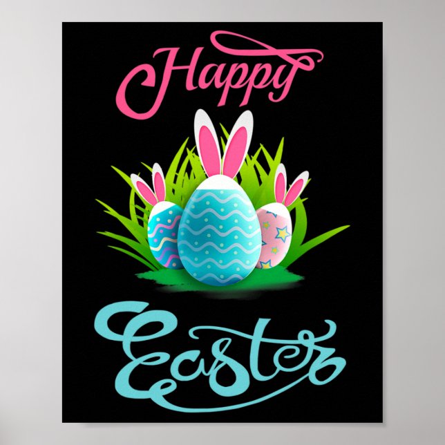 Poster Joyeux oeufs de lapin lapin de Pâques; Femmes de l (Devant)