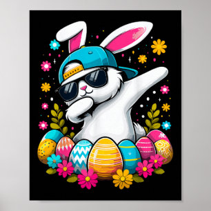 Poster Joyeux Oeufs de Pâques Cool Dabbing Bunny