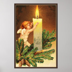 Poster Joyeux, oeuvre d'art de Noël norvégien de 1906,