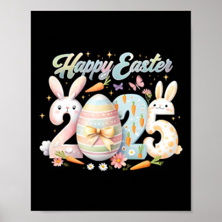 Poster Joyeux Pâques 2025 Lapin Rabbit Face à la Journée