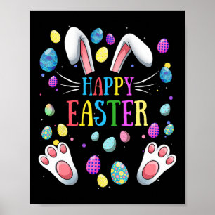 Poster Joyeux Pâques Dit Bunny Dons Oeuf Graphique Famill