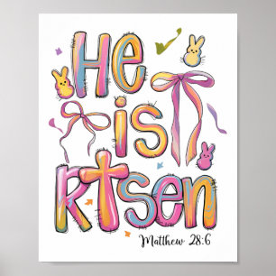 Poster Joyeux Pâques Il Est Ressuscité Lapin Jésus Christ