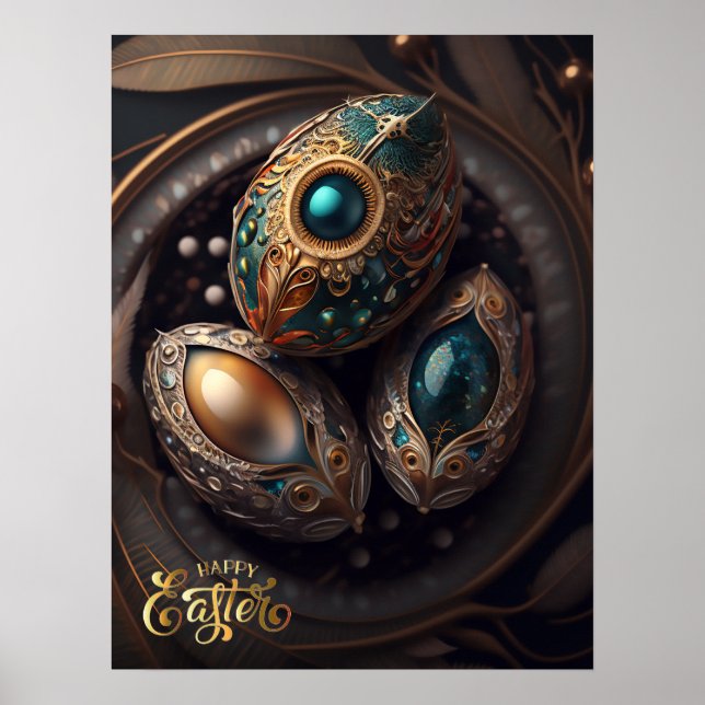 Poster Joyeux Pâques. OEufs magiques de Pâques (Devant)