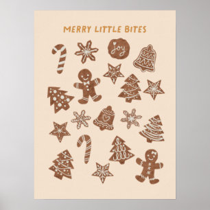 Poster Joyeux Petites Morsures Noël Cookies Jaunes