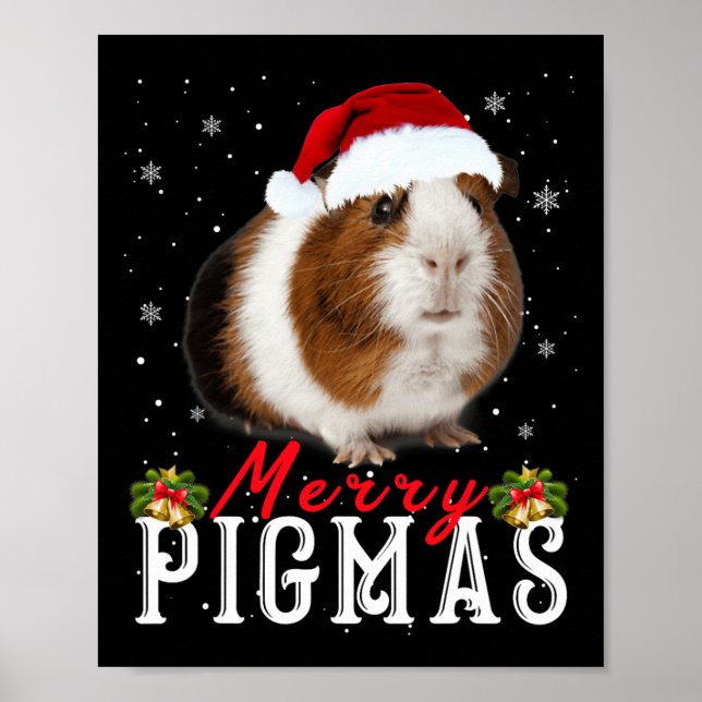 Poster Joyeux Pigmas Masque Visage Amusant Guinée Pig Noë (Devant)
