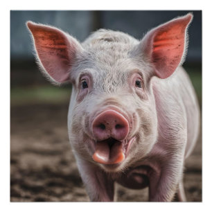 Poster Joyeux Poke de langue de porc blanc,