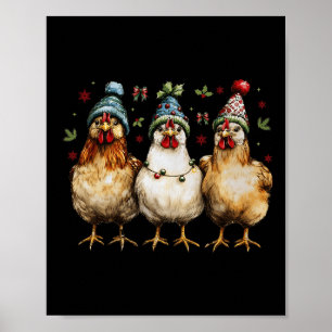 Poster Joyeux poulets de Noël Drôle poulet de Noël Mo